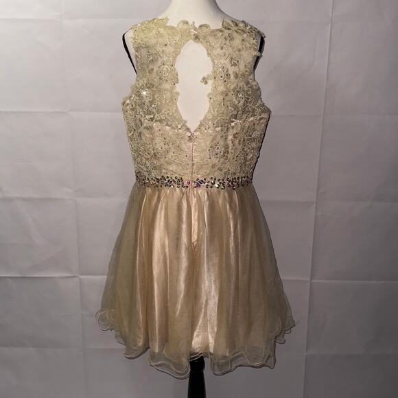 ELIZABETH by GLS Champagne Party Prom Sequin Beaded Dress women’s size XL - Picture 2 of 9
